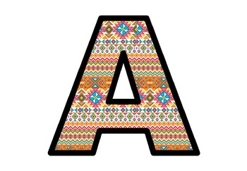 Preview of Indian Aztec Geometric Pattern Bulletin Board Letters, Classroom  Décor