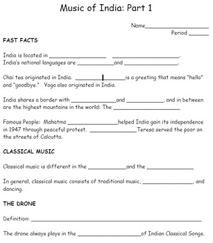 Indian Classical Music and Dance Note Taking Guide: Part 1 | TPT