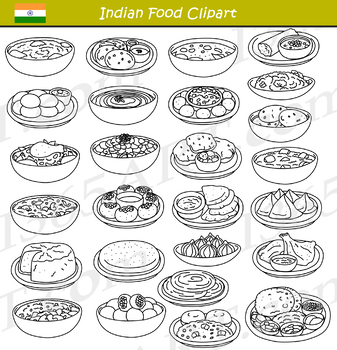 indian food items clipart of children