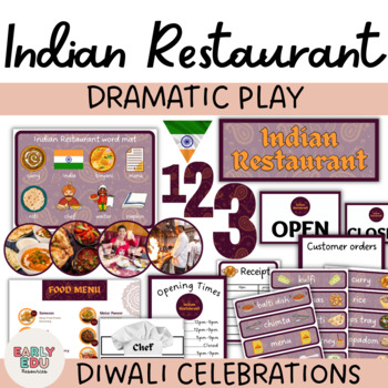 Preview of Indian Food Restaurant Dramatic Play Printables | Diwali Celebrations