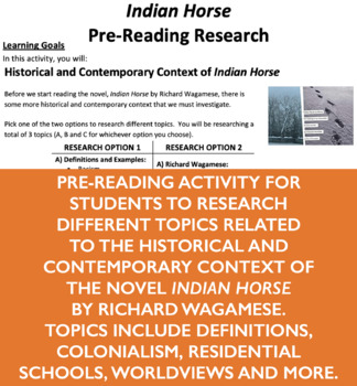 Preview of Indian Horse- Pre-Reading Research- Historical/Contemporary Context- Indigenous