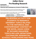Indian Horse - Novel Study activities with BONUS FILE for 