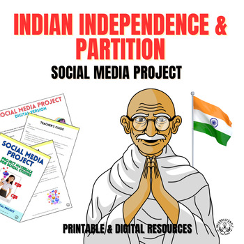 Preview of Indian Independence Social Media Project with Digital Resources: Grades 6-12
