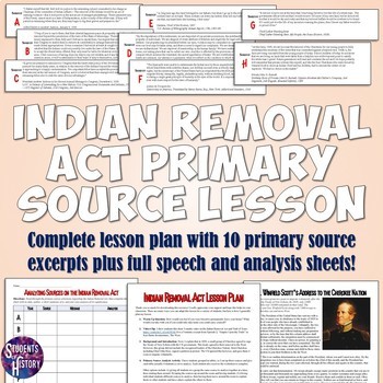 Preview of Indian Removal Act Primary Source Analysis Lesson Plan