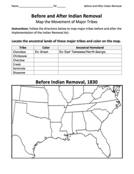 Preview of Indian Removal Act Maps / Before and After the Trail of Tears