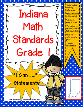 Preview of Indiana 1st Grade Math Standards "I Can Statements"