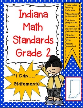 Preview of Indiana 2nd Grade Math Standards "I Can Statements"