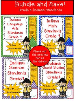 Preview of Indiana 4th Grade Standards "I Can Statements" Bundle
