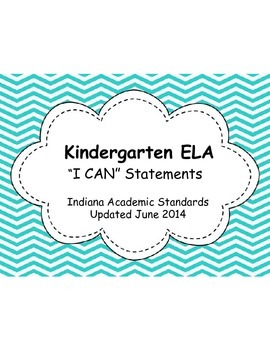 Preview of Indiana Academic Kindergarten ELA "I Can" Statements