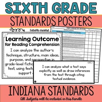 Preview of 6th Grade Indiana Standards Bundle