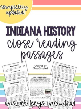 Preview of Indiana History Close Reading Passages