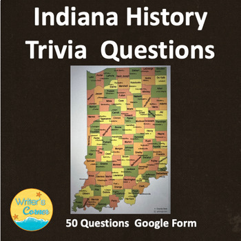 Preview of Indiana History Trivia Questions, Google Form, Multiple Choice, Game