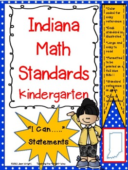Preview of Indiana Kindergarten Math Standards "I Can Statements"