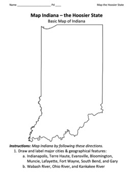 Indiana Map / Basic Geographical Map of the Hoosier State  TPT