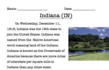 Preview of Indiana Reading Comprehension