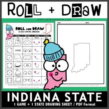 Preview of Indiana Roll and Draw Silly State Game NO PREP Drawing Activity
