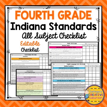 Preview of Indiana Standards 4th Grade Checklist