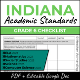 Indiana Standards Checklist 2023 | Grade 6