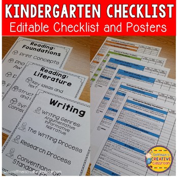 Preview of Indiana Standards Kindergarten Checklist