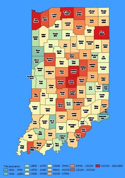 Preview of Indiana State Map with Population, Density, Area with Worksheet