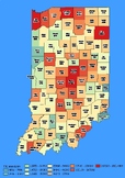 Indiana State Map with Population, Density, Area with Worksheet