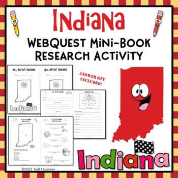 Preview of Indiana Webquest Worksheets Research Scavenger Hunt Mini Book