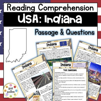 Preview of Indiana || US States || Information Text Close Reading Comprehension