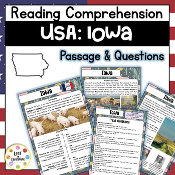 Preview of Iowa || US States || Information Text Close Reading Comprehension