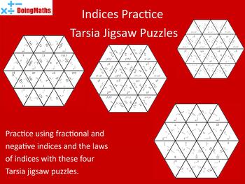 Preview of Indices Practice Tarsia Jigsaw Puzzles - Mathematics