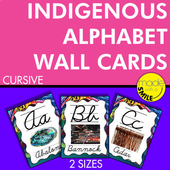Preview of Indigenous Alphabet Wall Cards (Canada) Cursive