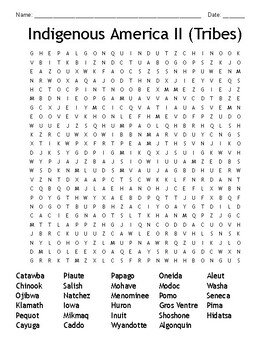 Indigenous America II (Tribes) wordsearch by Laura Arkeketa | TPT