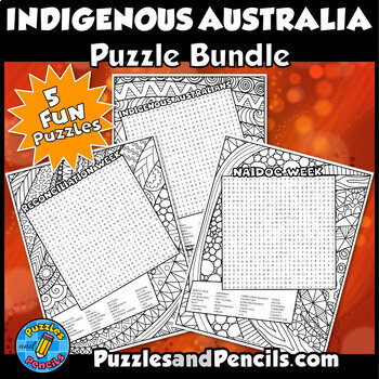 Preview of Indigenous Australia Word Search Puzzle Activity BUNDLE | 5 Wordsearch Puzzles