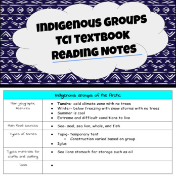 Preview of Indigenous Groups TCI Textbook Reading Notes Printout