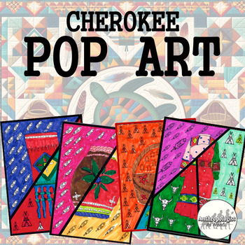 Preview of Indigenous People Pop Art | Cherokee Native American Coloring Pages ✧.*ೃ༄