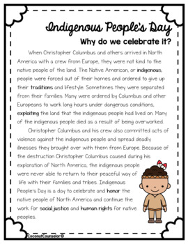 Indigenous People #39 s Day Lesson Plan SEL perspective by Coconut Counselor