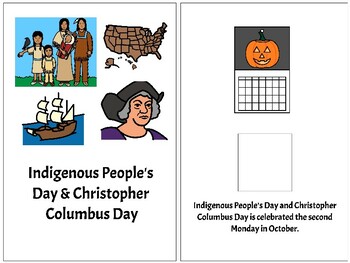 Preview of Indigenous People's Day and Christopher Columbus Day Adapted Book