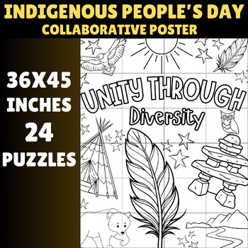 Preview of Indigenous Peoples' Day Collaborative Poster | 36x45 Inches, 24 Puzzles