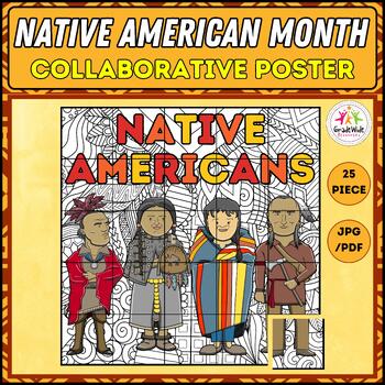 Preview of Native American Heritage Month Collaborative Coloring Poster | Classroom Decor