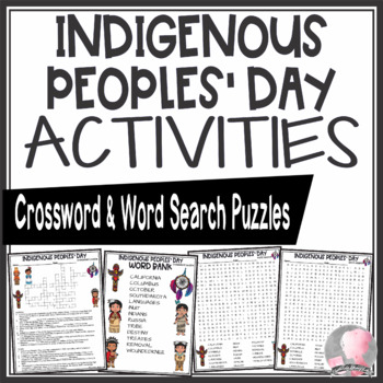 Preview of Indigenous Peoples' Day Activities Crossword Puzzle and Word Searches