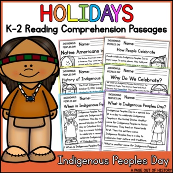 Preview of Indigenous Peoples Day Holidays Reading Comprehension Passages K-2