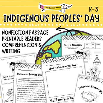 Preview of Indigenous Peoples Day Passages, Printable Reader, & Writing Activities K-3