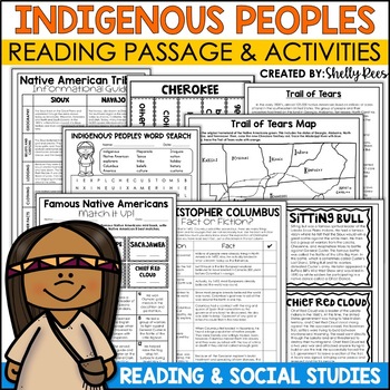 Preview of Indigenous Peoples Day Activities Reading Comprehension Columbus Day Facts