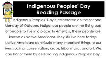 Preview of Indigenous Peoples' Day Reading Passage