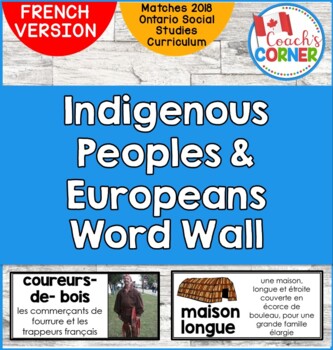 Preview of Indigenous Peoples and Europeans Word Wall | FRENCH VERSION