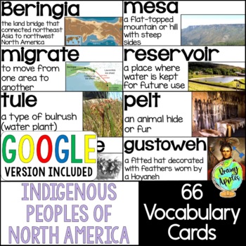 Preview of Indigenous Peoples of North America Vocabulary Cards - Native American Word Wall