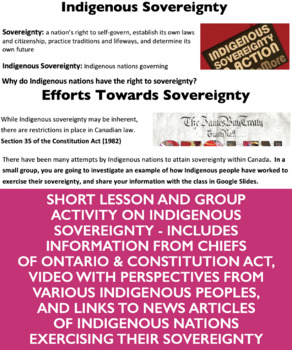 Preview of Indigenous Sovereignty lesson and group activity