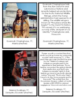 Preview of Indigenous youth climate activist 3 part cards