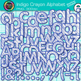 Indigo Alphabet Letter Clipart Images: Crayon Effect Clip 