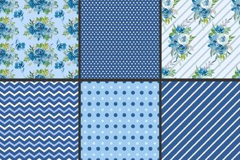 Indigo Blue Floral Pattern Background by PinkPearly Design | TPT