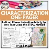 Indirect Characterization One-Pager Activity & Student Handout